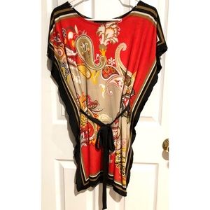 Elegant Paisley Mini Dress with Tie Belt